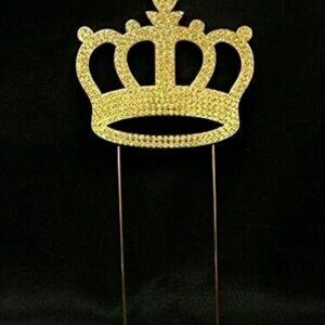 Large Gold Metal Crown Prince or Princess Cake Topper Party Decoration